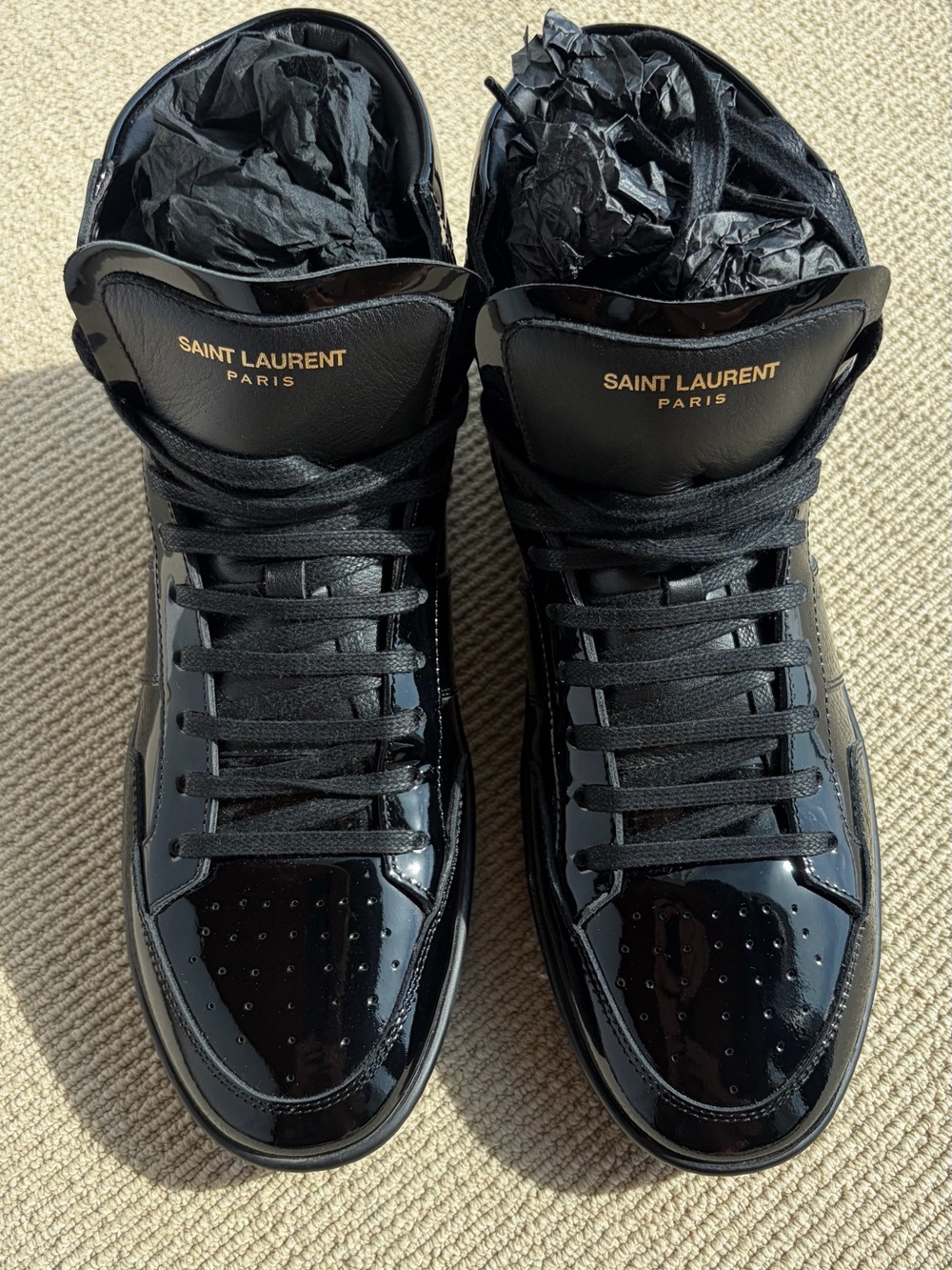 Saint Laurent SL/10H Black Patent Leather High-Top Sneakers (EU 42) - Picture 7 of 10